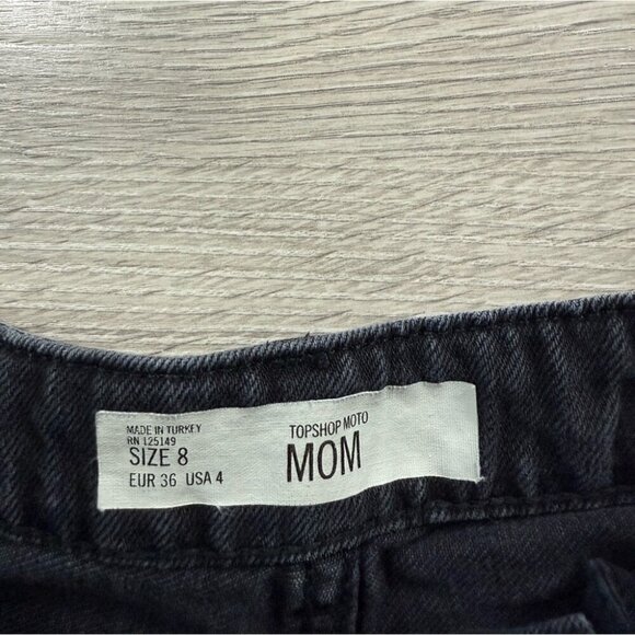 Topshop Black Distressed Denim Mom Shorts - Picture 4 of 9